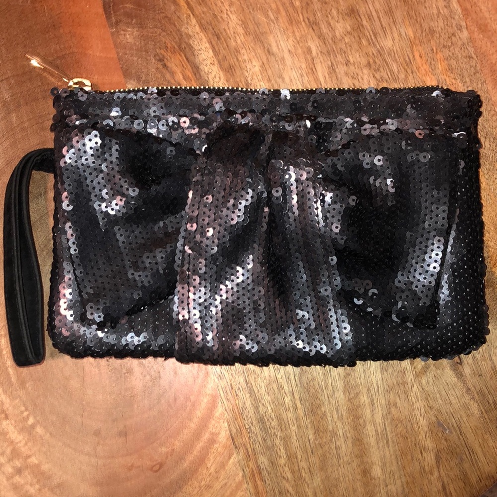 Free People black sequin clutch/wristlet